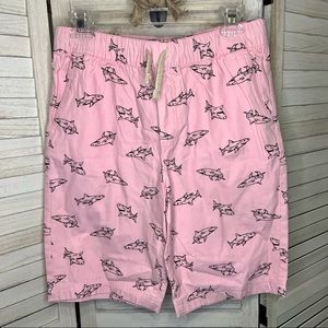 Arizona Boys Pink Shark Print Drawstring Shorts